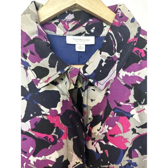 Thakoon Womens Midi Floral Trench Rain Coat Size M Bloomcore Art To Wear Abstrac - Picture 3 of 14